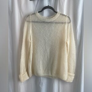 Gretchen Scott Cream Mohair Merino Crewneck Sweater Size Large